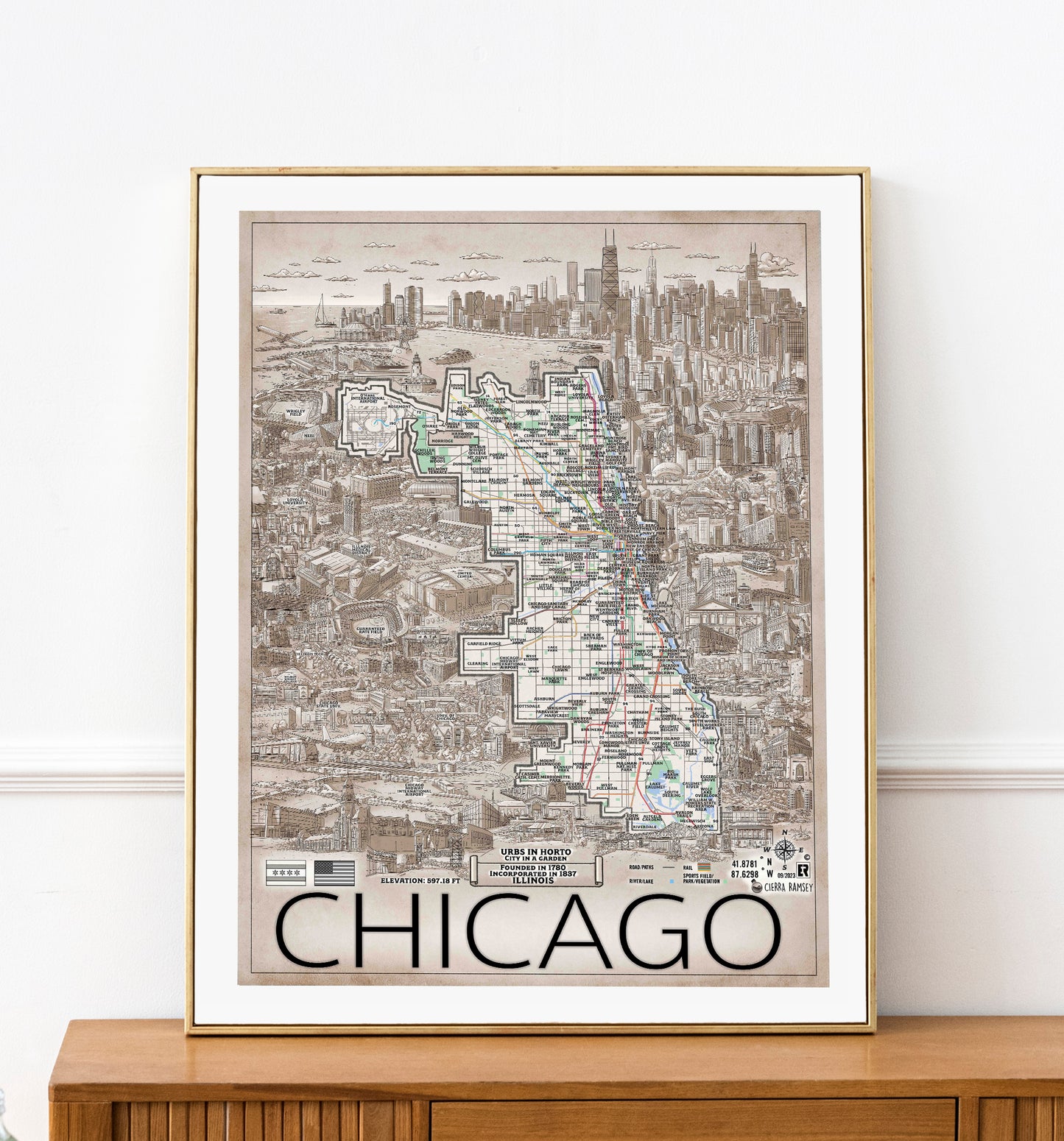 Hand Drawn Map of Chicago