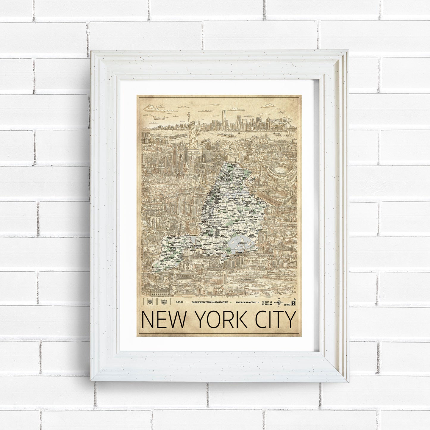 Hand drawn map of New York City