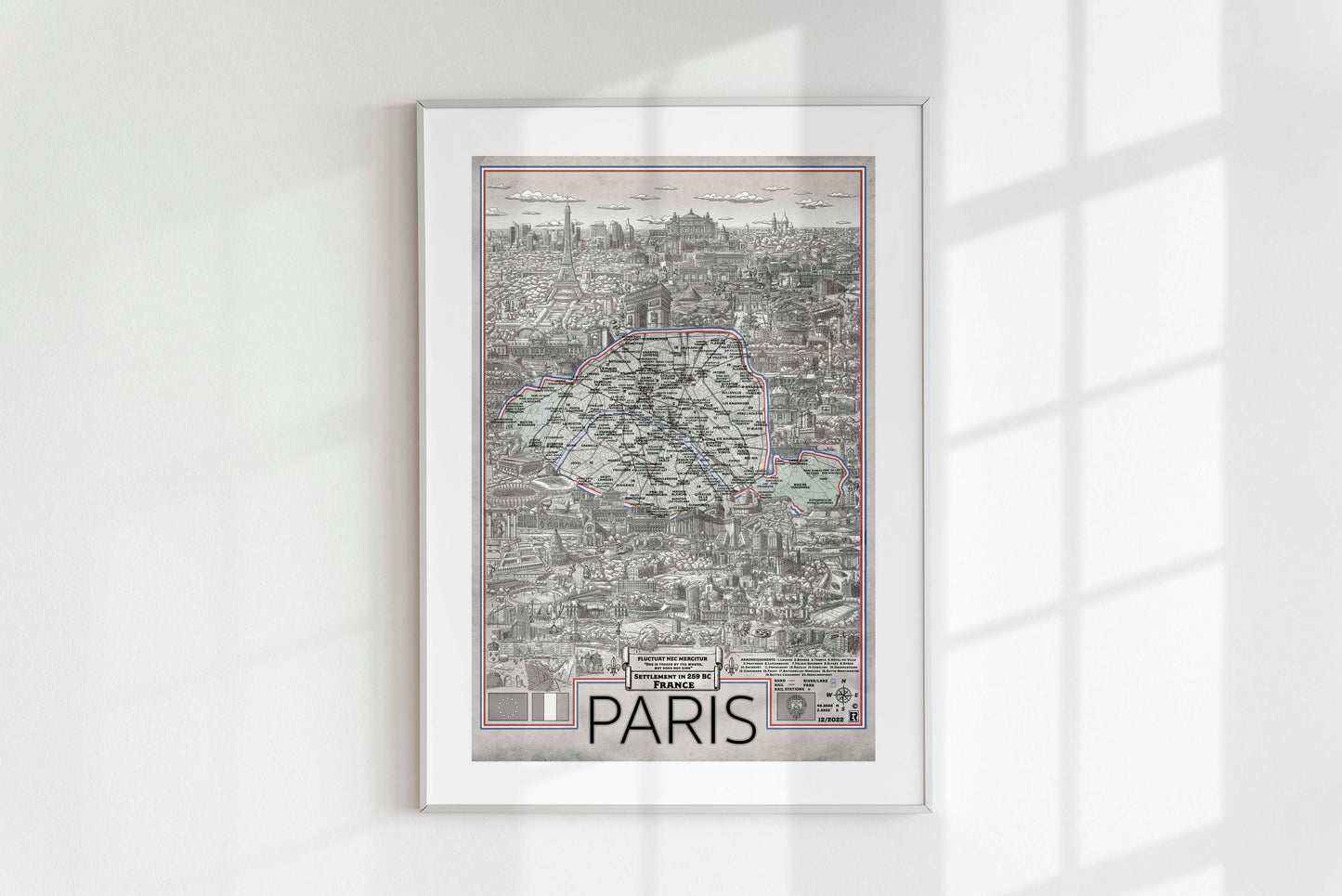 Hand drawn map of Paris France