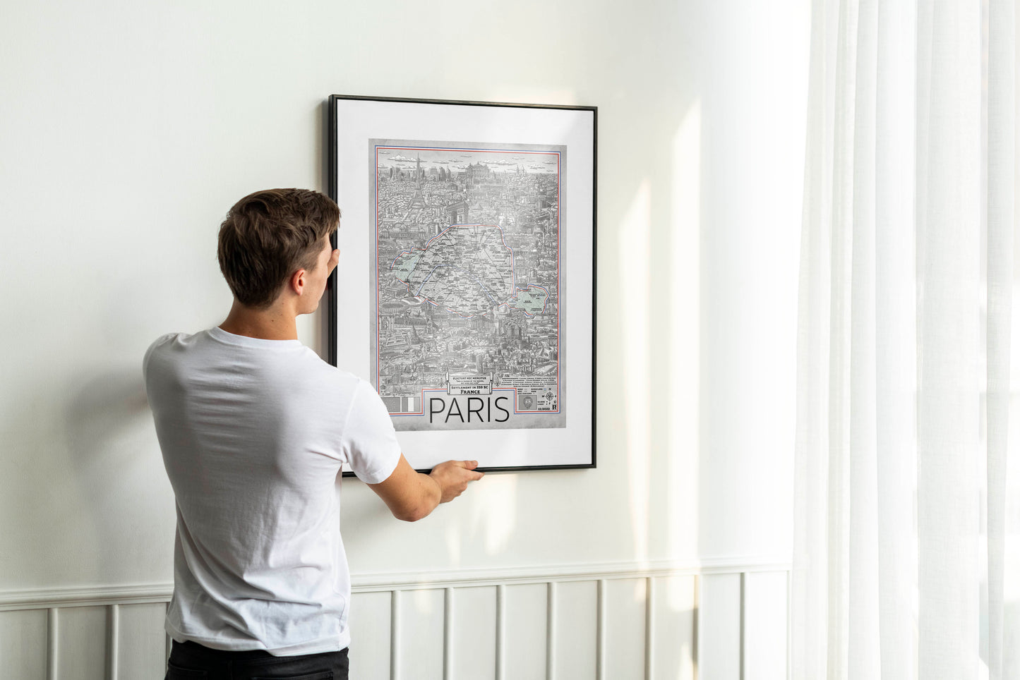 Hand drawn map of Paris France