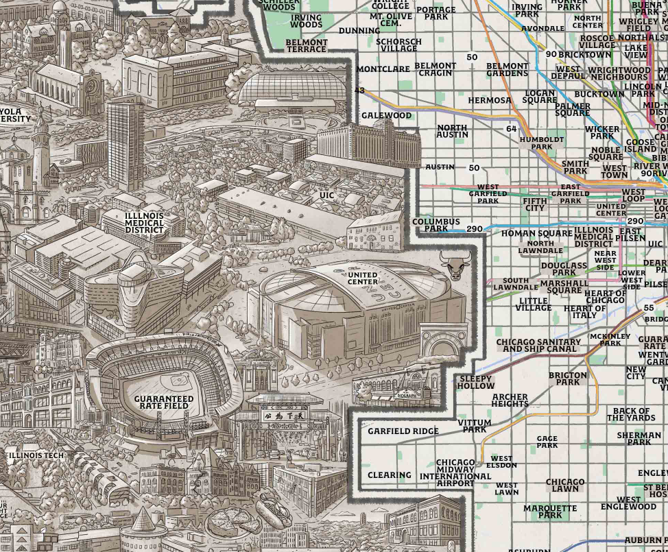 Hand Drawn Map of Chicago