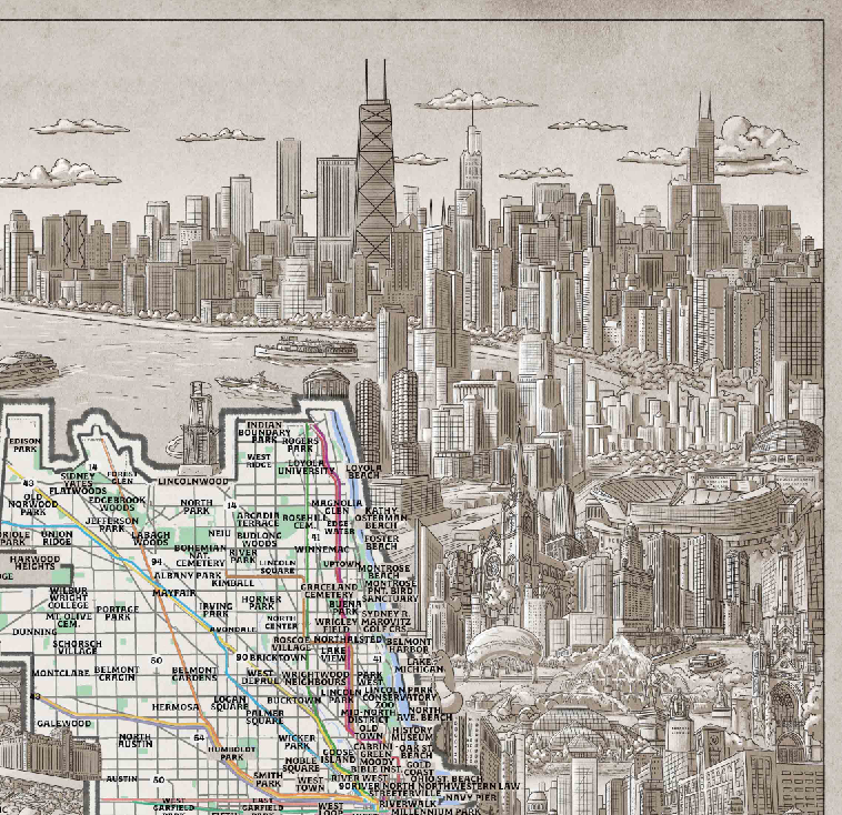 Hand Drawn Map of Chicago