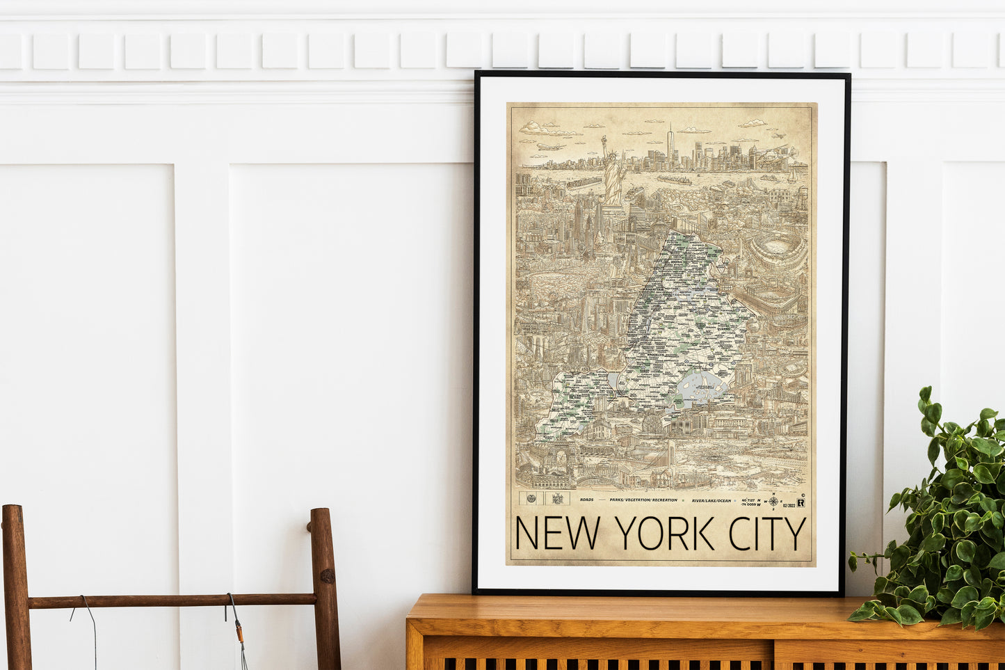 Hand drawn map of New York City