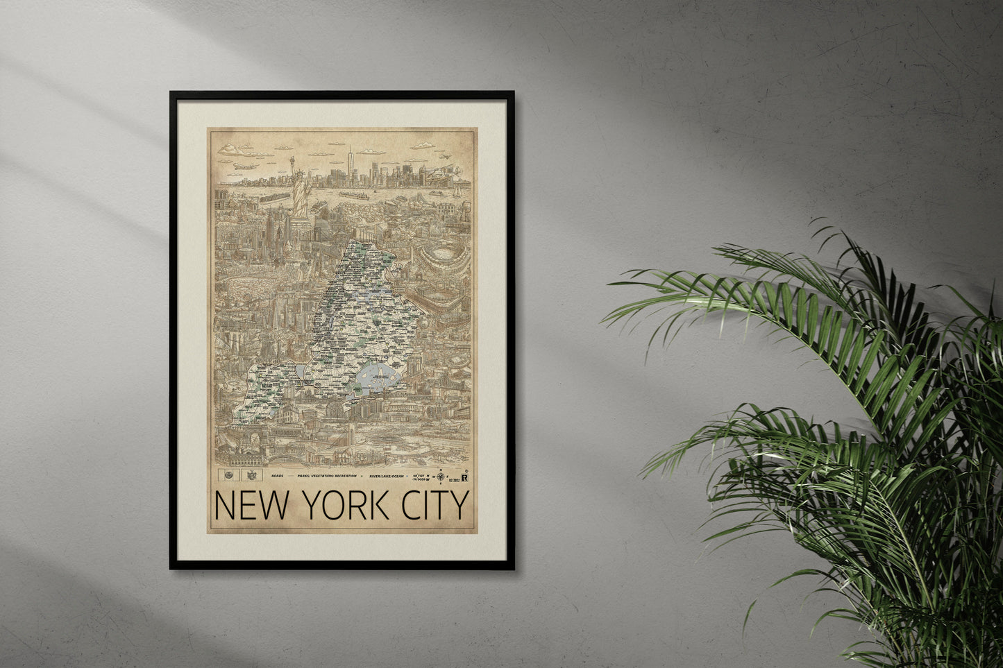 Hand drawn map of New York City