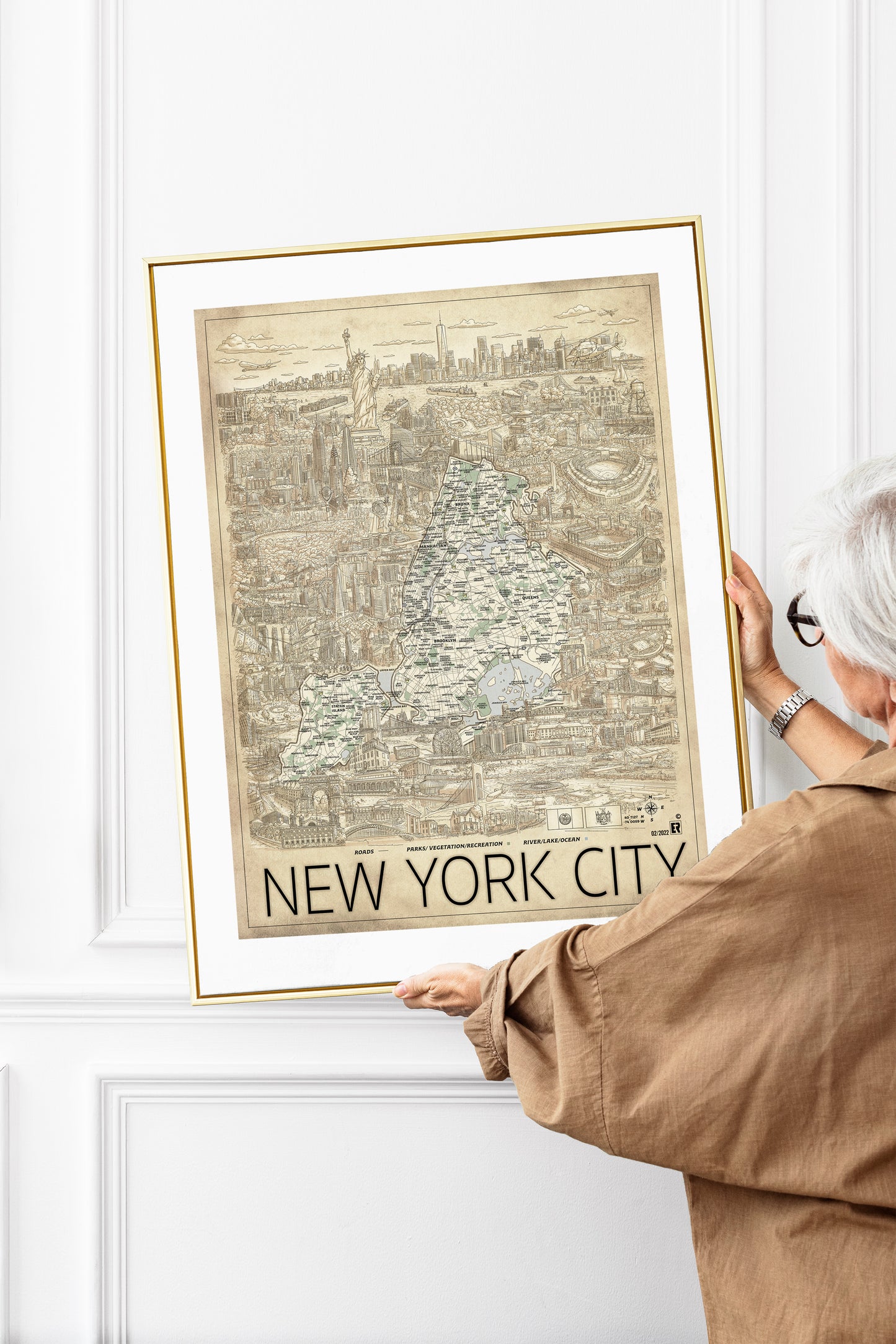 Hand drawn map of New York City